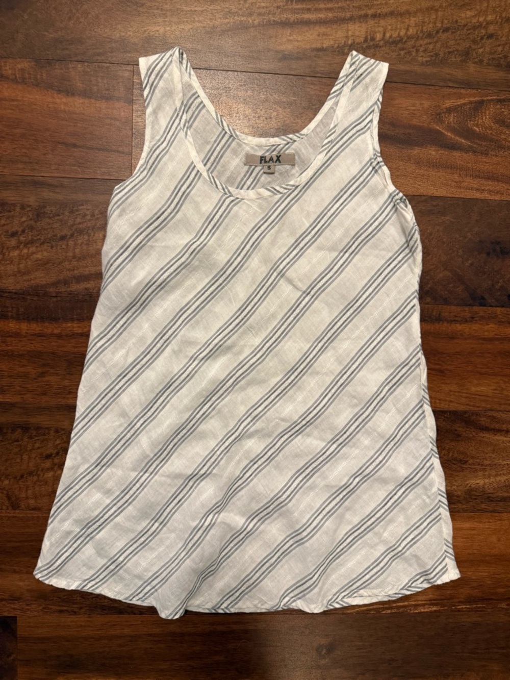 Flax White Tank Top with Gray Stripes